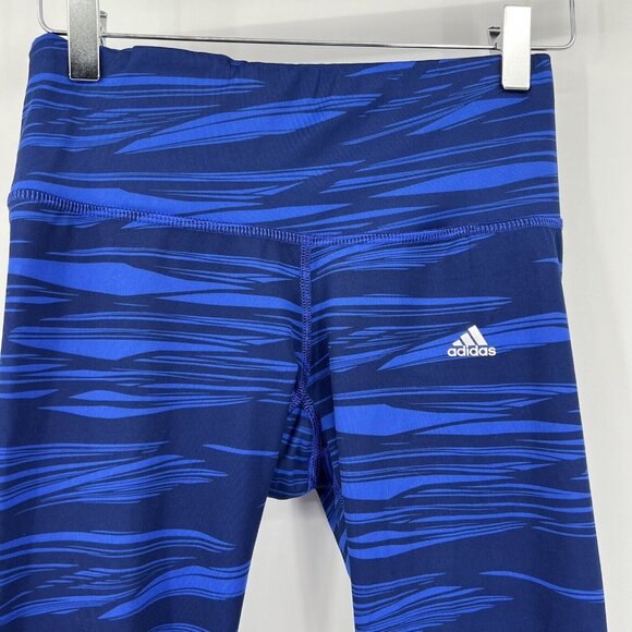 Adidas Womens Climalite Blue Patterned Capri Leggings S - Picture 1 of 7